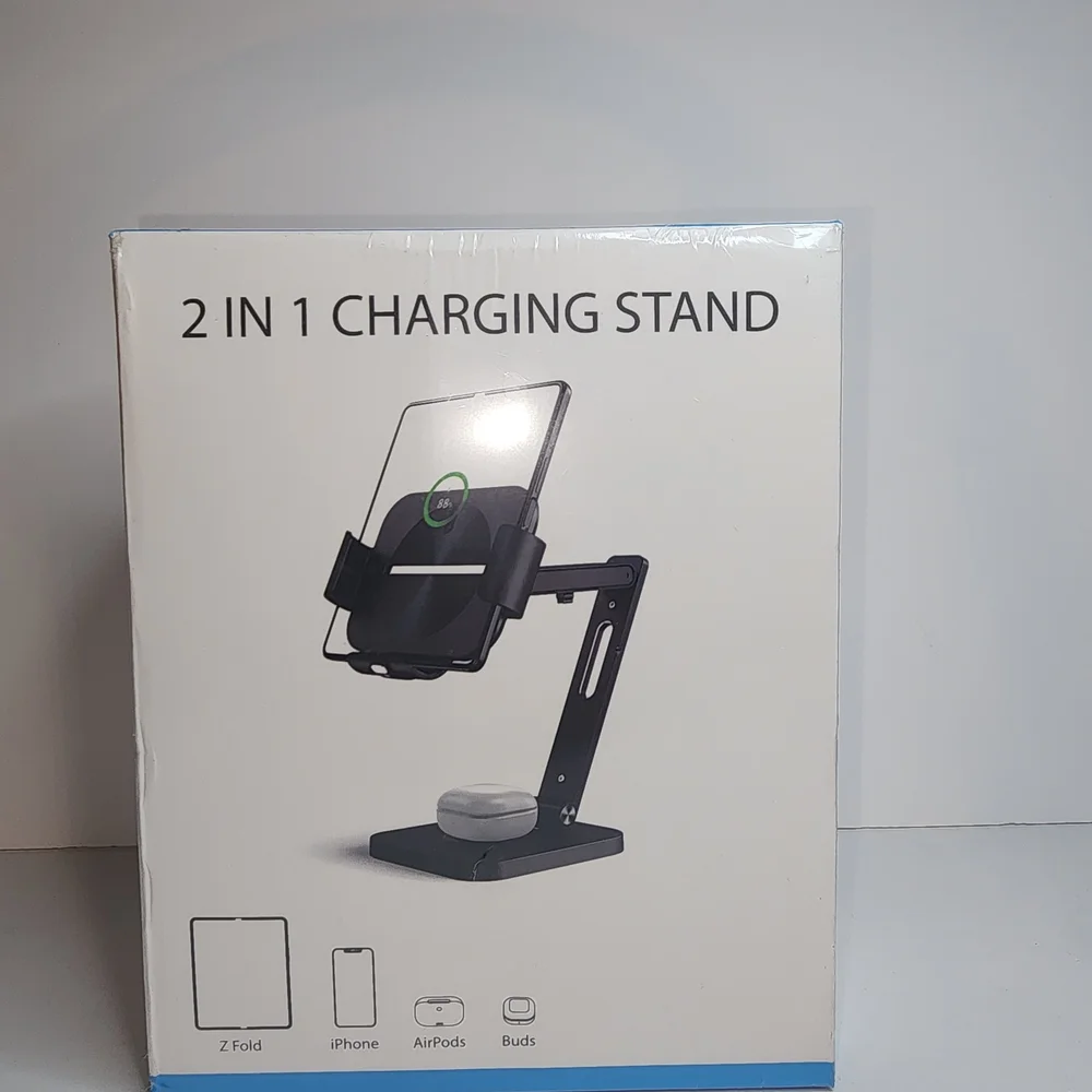 2 in 1 Tablet & iPad Charging Stand Black Desktop Holder Dock